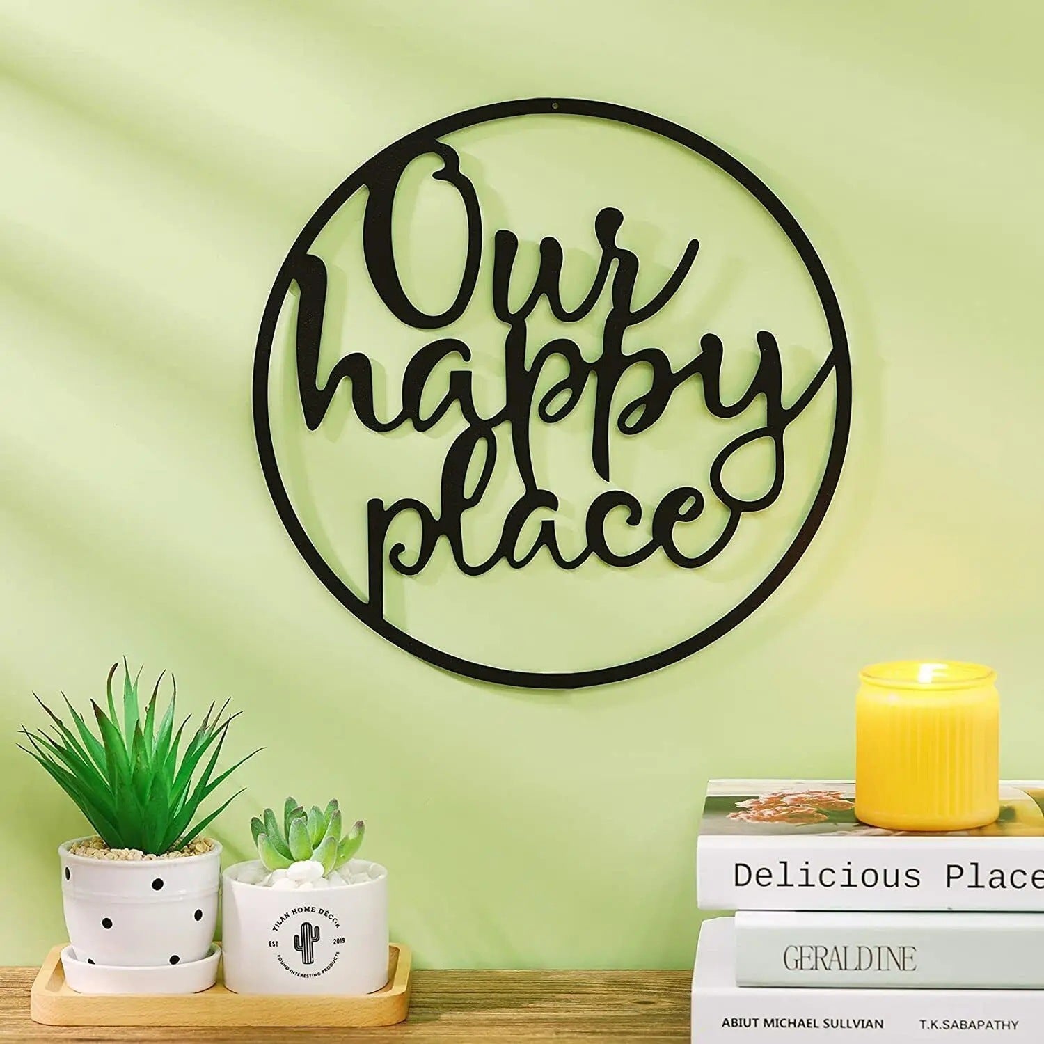 Black Metal Wall Art – Modern Geometric Plaque for Outdoor & Indoor Spaces