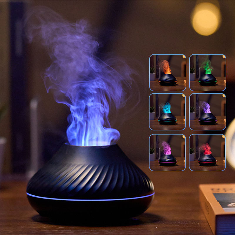 Flame Effect Essential Oil Diffuser – 130ML RGB Night Light Aroma Humidifier (USB Powered)