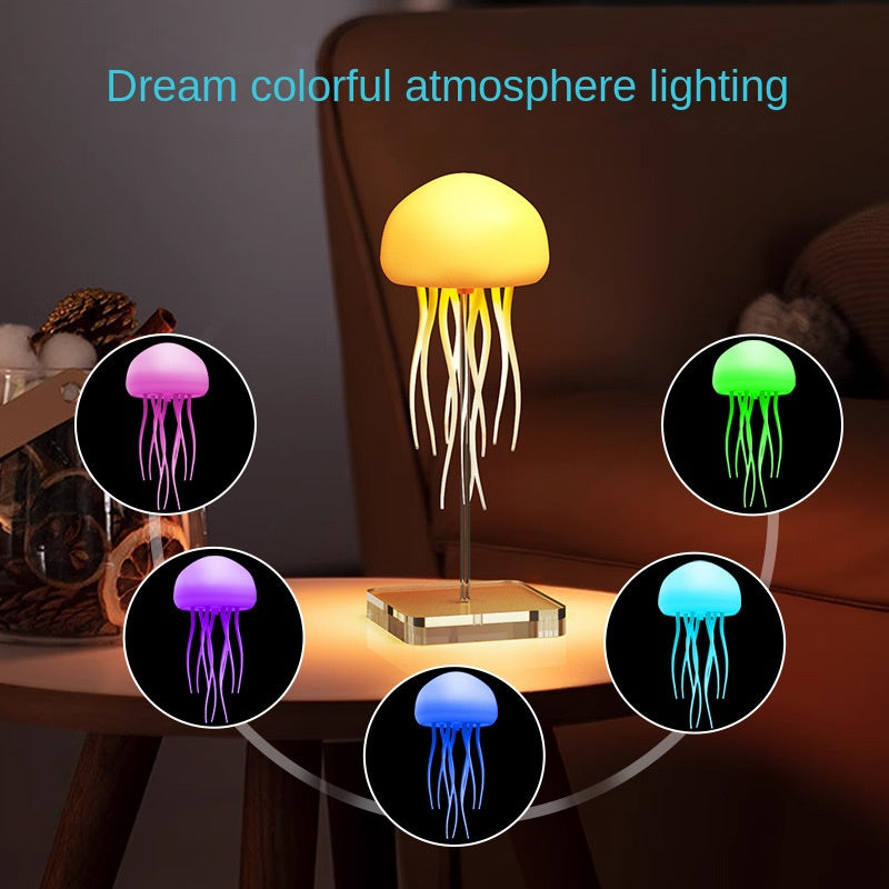 Voice-Controlled Jellyfish Night Lamp – Color-Changing Mood Light with Flexible Tentacles