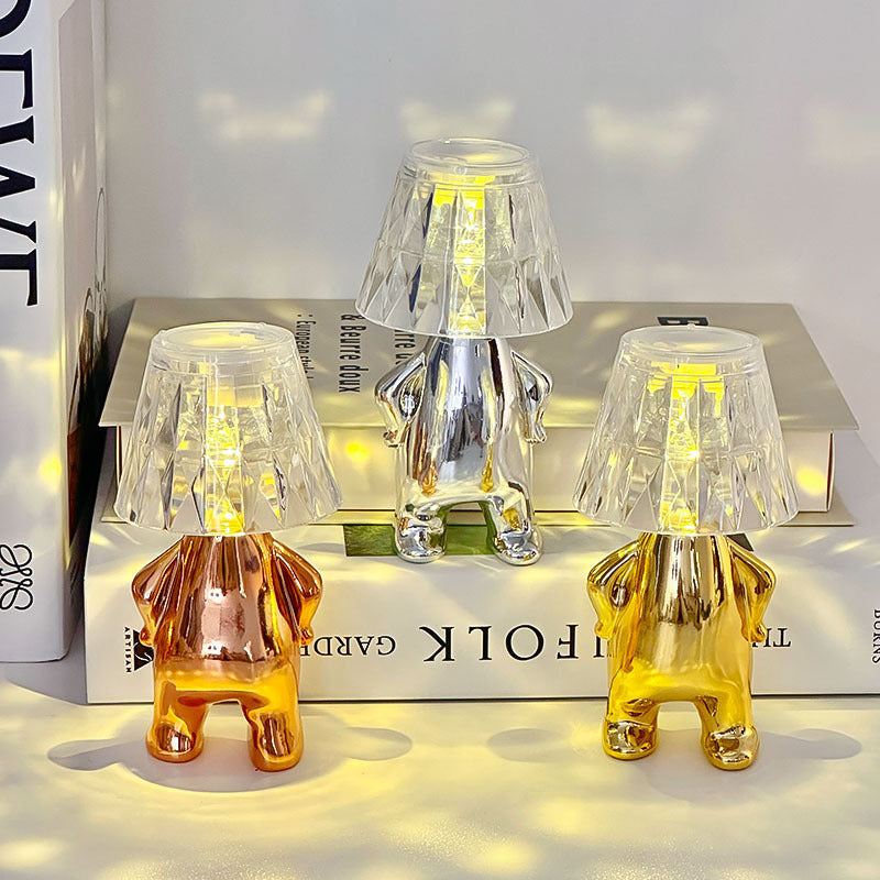Creative Crystal LED Night Light – Abstract Touch Table Lamp with Built-in Battery