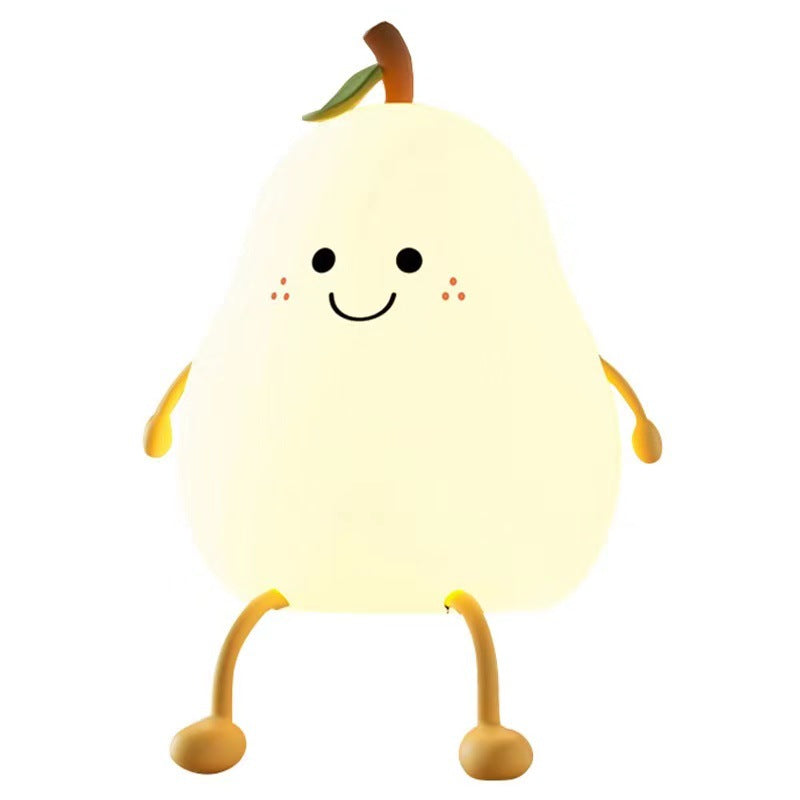 Cute Duck Pear Night Light – Silicone Rechargeable Color-Changing Lamp with Timer
