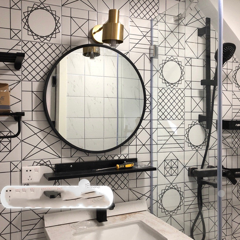 Minimalist Wall Mirror for Bathroom – 30cm Round Iron Frame