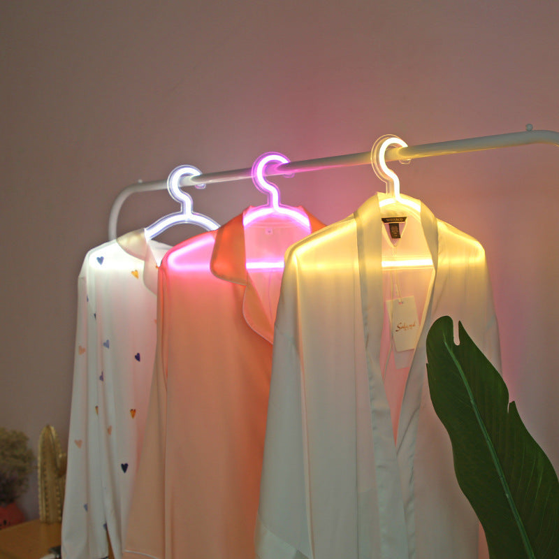 LED Neon Hanger Light – USB-Powered Acrylic Clothes Stand Sign for Room & Event Decor