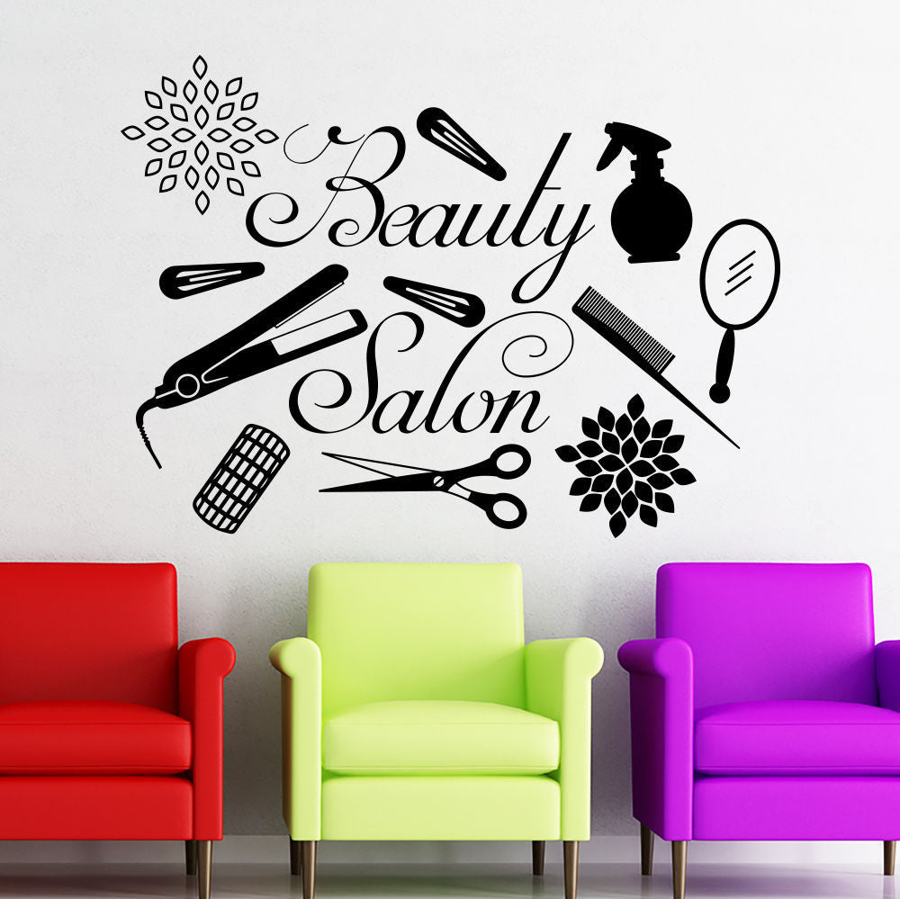 Barber Shop Window Wall Decal – Large Waterproof PVC Salon Tools Sticker