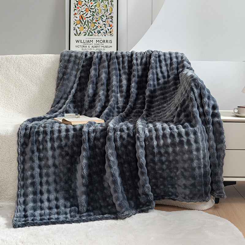 Bubble Flannel Blanket – Ultra-Soft Sofa & Bed Throw for AC Rooms