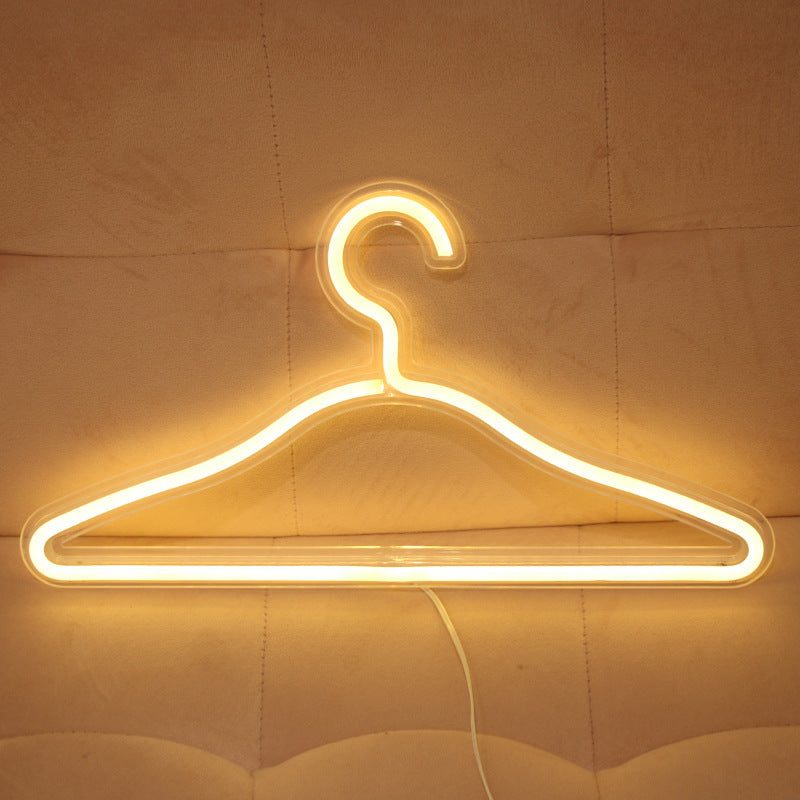 LED Neon Hanger Light – USB-Powered Acrylic Clothes Stand Sign for Room & Event Decor