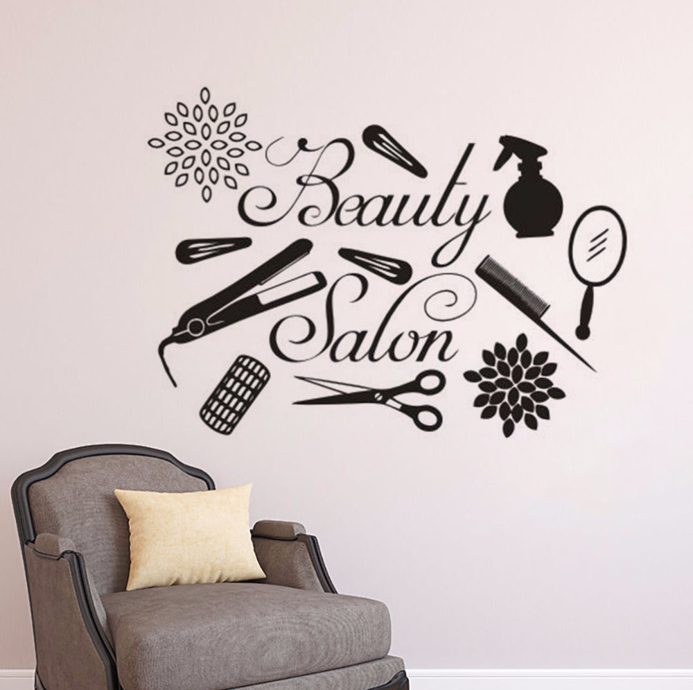 Barber Shop Window Wall Decal – Large Waterproof PVC Salon Tools Sticker