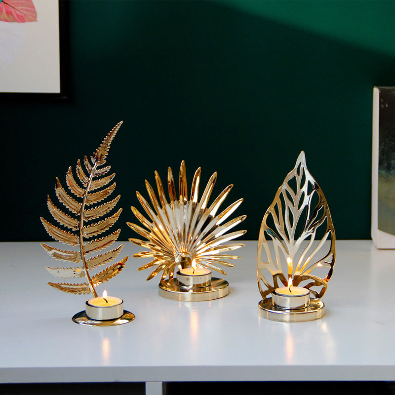 Golden Metal Candle Holder – Elegant Table Decor for Home, Events & Dinners