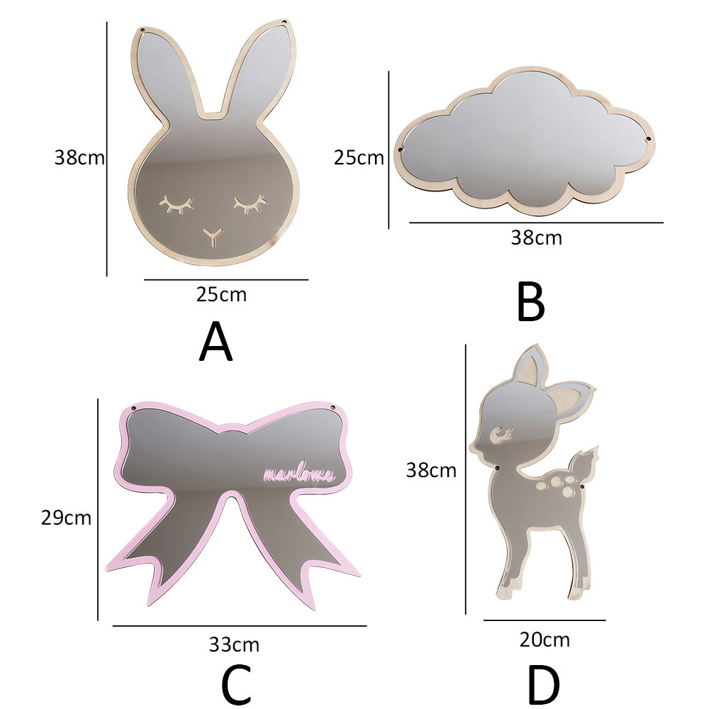 Children’s Decorative Acrylic Mirror – Bunny, Fawn, Cloud & Bowknot Designs