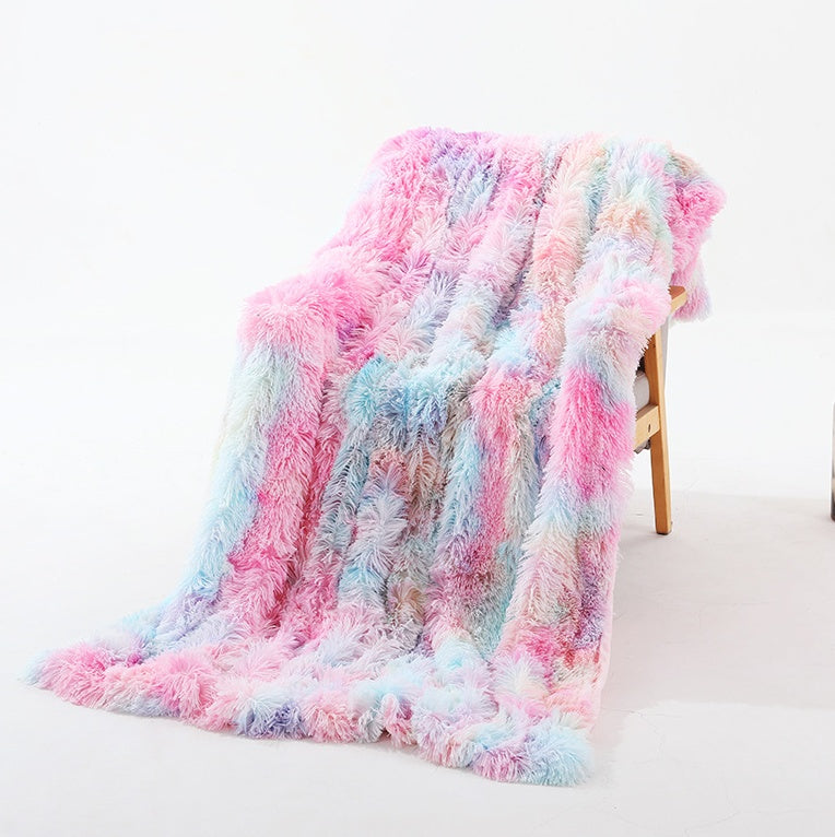 Plush Tie-Dye Double-Layer Blanket – Soft Sofa Throw & Bed Cover