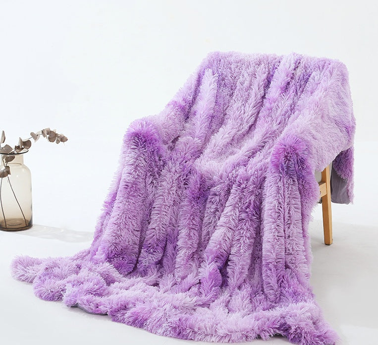 Plush Tie-Dye Double-Layer Blanket – Soft Sofa Throw & Bed Cover