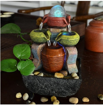 Modern Abstract Desktop Water Fountain – Handmade Resin Tabletop Home Decor