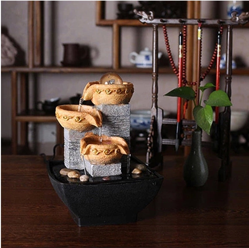 Modern Abstract Desktop Water Fountain – Handmade Resin Tabletop Home Decor