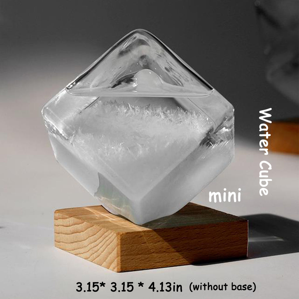Desktop Storm Glass Weather Predictor – Elegant Borosilicate Glass Barometer with Water Cube Design