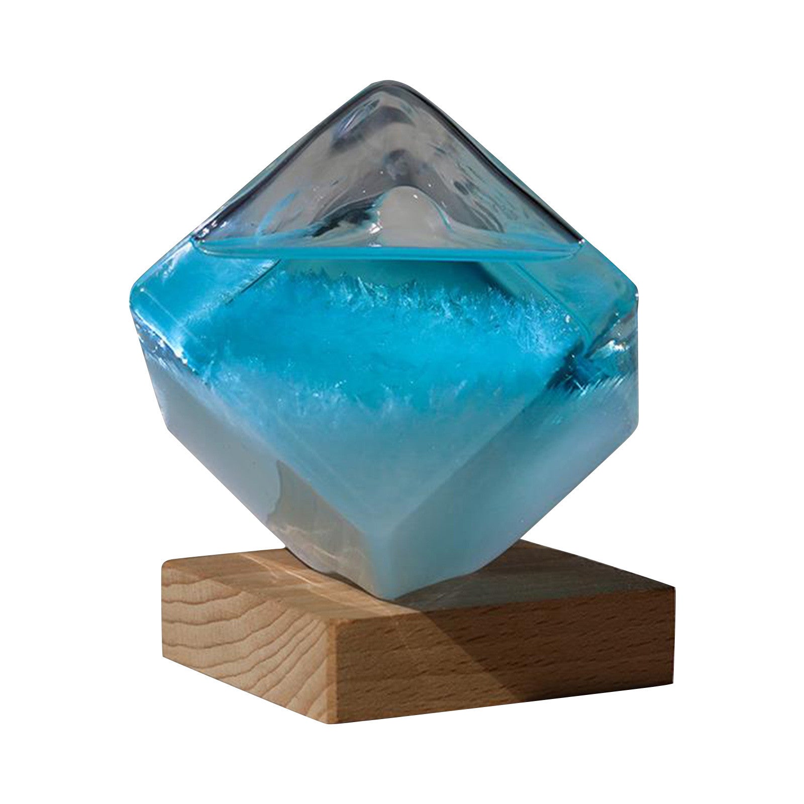 Desktop Storm Glass Weather Predictor – Elegant Borosilicate Glass Barometer with Water Cube Design
