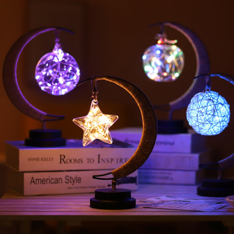 LED Moon & Star Copper Wire Light – USB & Battery Powered Decor Lamp