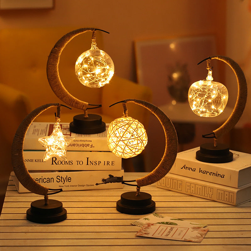 LED Moon & Star Copper Wire Light – USB & Battery Powered Decor Lamp