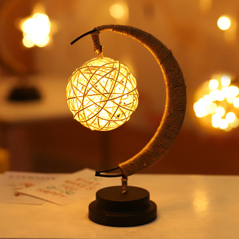 LED Moon & Star Copper Wire Light – USB & Battery Powered Decor Lamp