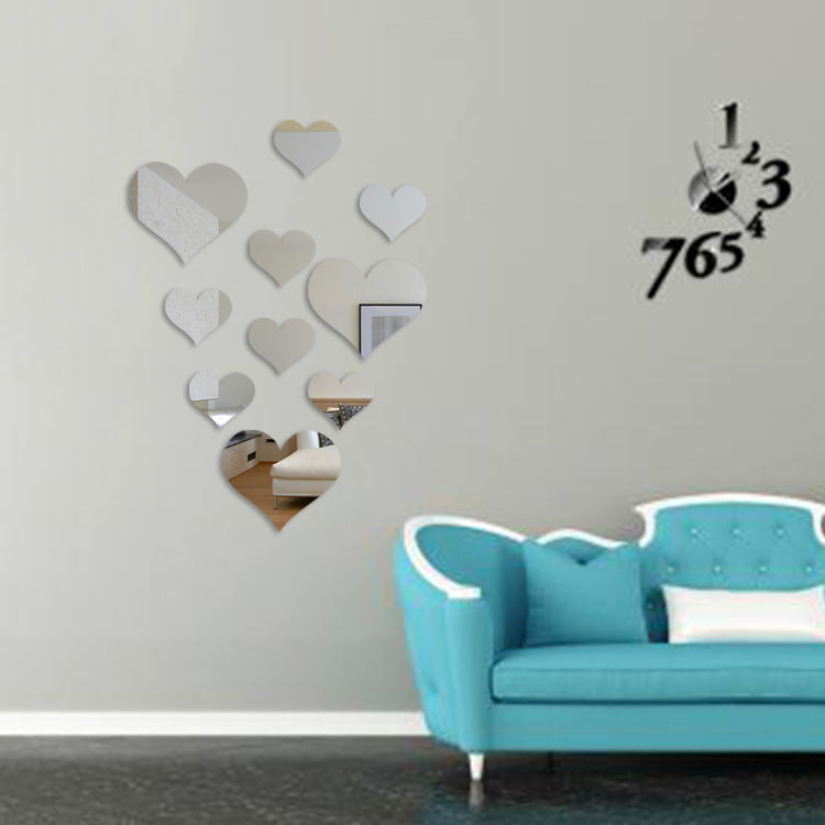 Love Mirror Wall Decals – Acrylic Heart Wall Stickers for Home Decor
