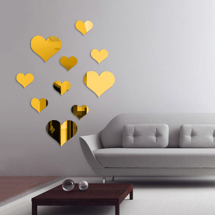 Love Mirror Wall Decals – Acrylic Heart Wall Stickers for Home Decor