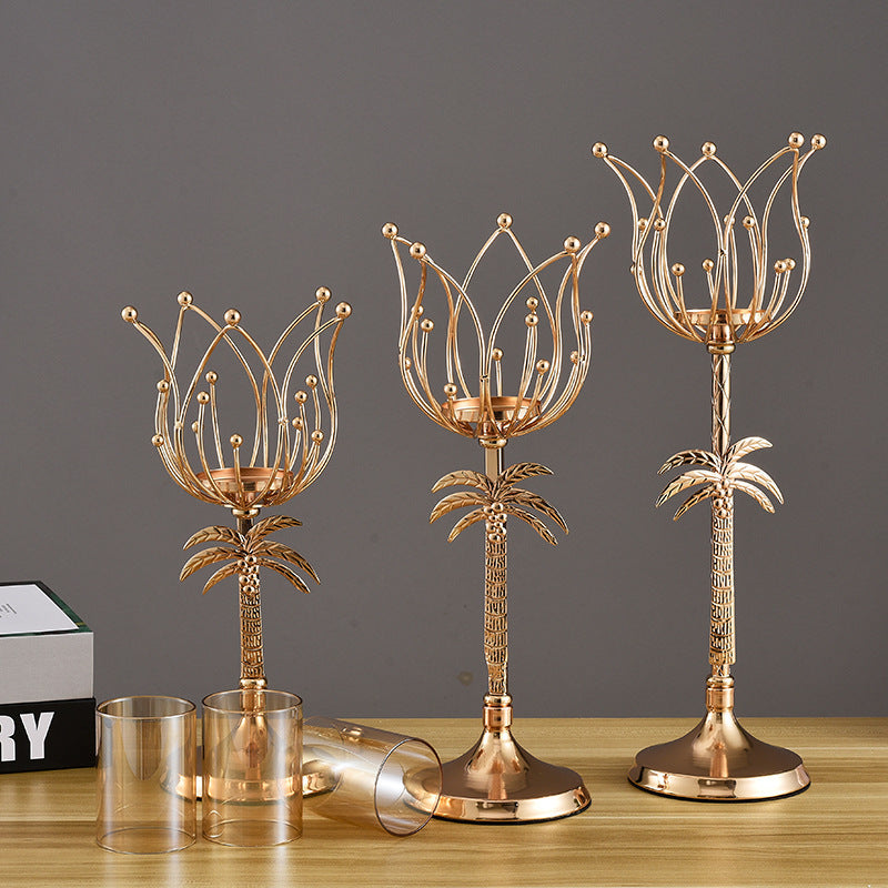 Modern Iron Candle Holder – Gold & Silver Centerpiece for Dining Table & Romantic Decor