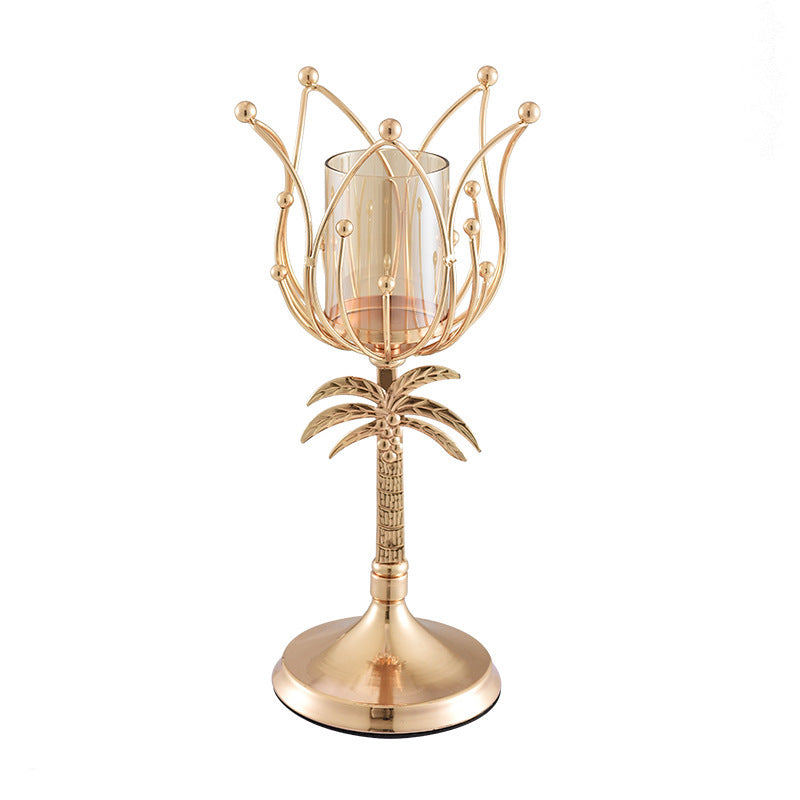 Modern Iron Candle Holder – Gold & Silver Centerpiece for Dining Table & Romantic Decor