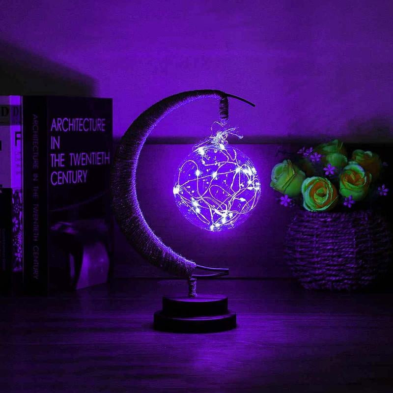LED Moon & Star Copper Wire Light – USB & Battery Powered Decor Lamp