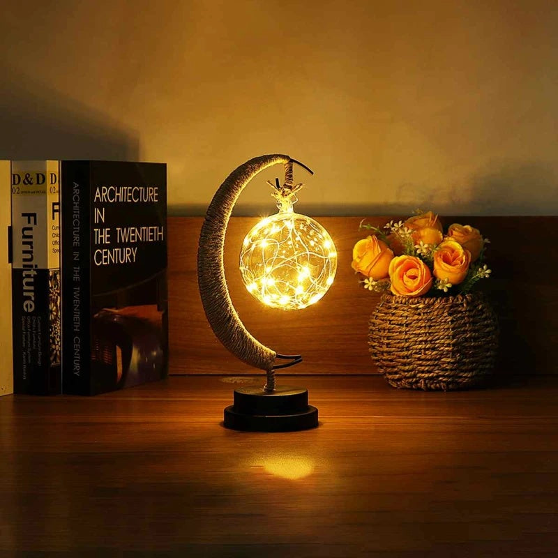 LED Moon & Star Copper Wire Light – USB & Battery Powered Decor Lamp
