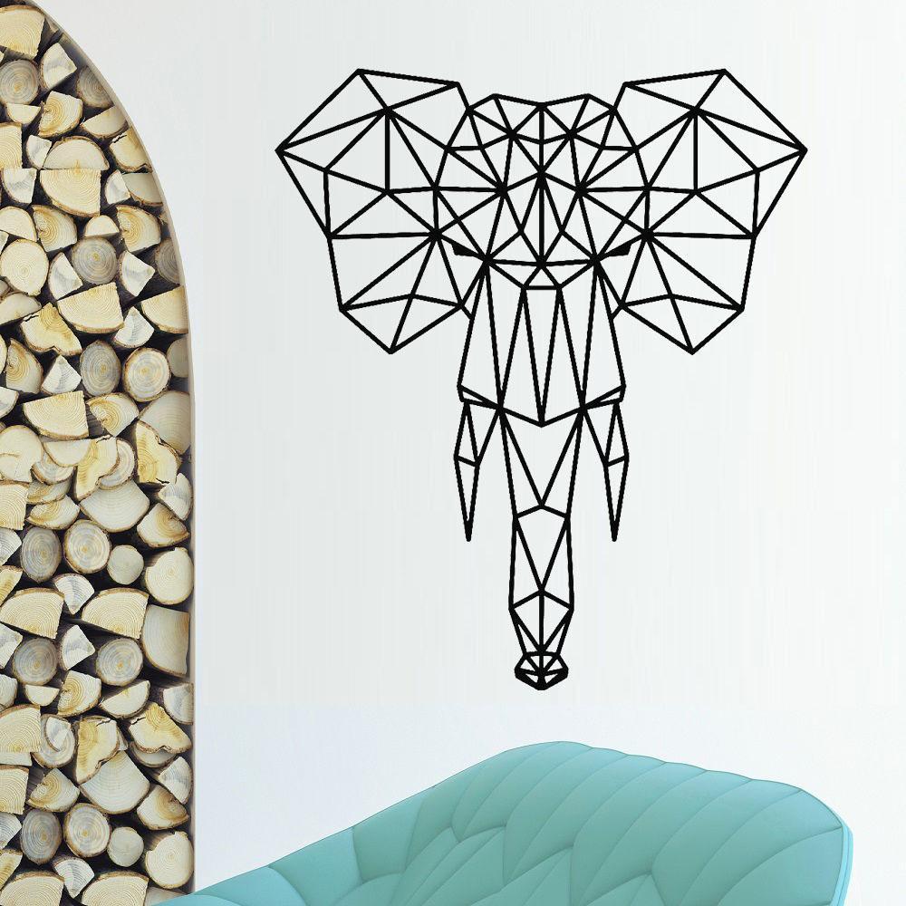Geometric Elephant Wall Decal – Modern PVC Animal Sticker