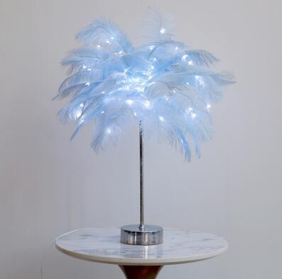 Nordic Feather Table Lamp – Soft Glow LED Night Light with Remote & Dual Power