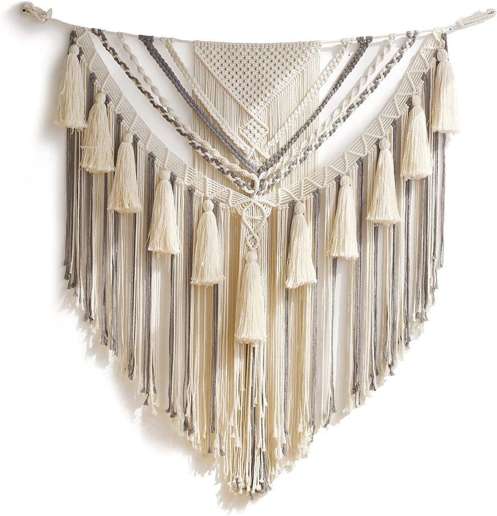Handwoven Boho Cotton Wall Tapestry – Elegant Lace Decor