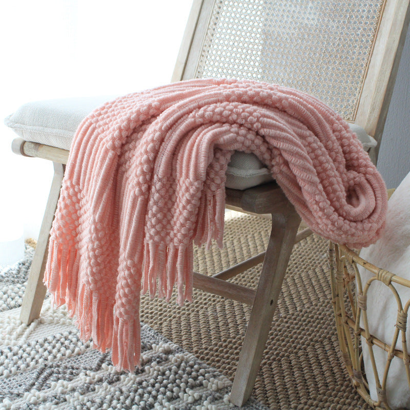 Nordic Knitted Bubble Blanket – Soft Acrylic Throw for Sofa & Bed (127×170cm)