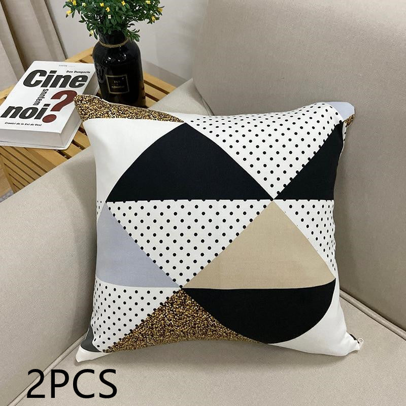 Set of 2 Black & Gold Throw Pillow Covers – Stylish Abrasive Cloth Cushion Cases 45x45cm