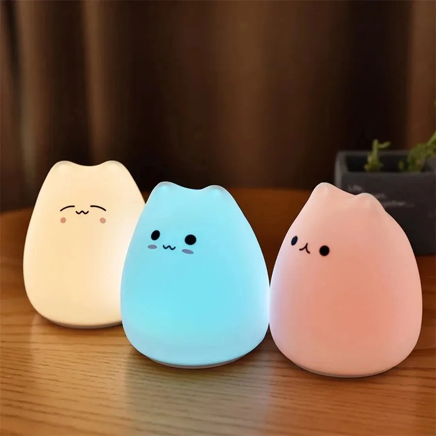 Colorful Cat Touch Night Light – Soft Glow & Fun Color Change for Kids’ Rooms
