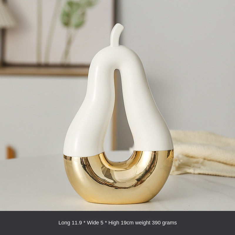 Gilded Apple & Pear Decor – Luxe Ceramic Art for Modern Homes