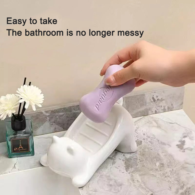 Cute Cat Soap Box – Bathroom Drainage Soap Dish & Accessory Holder
