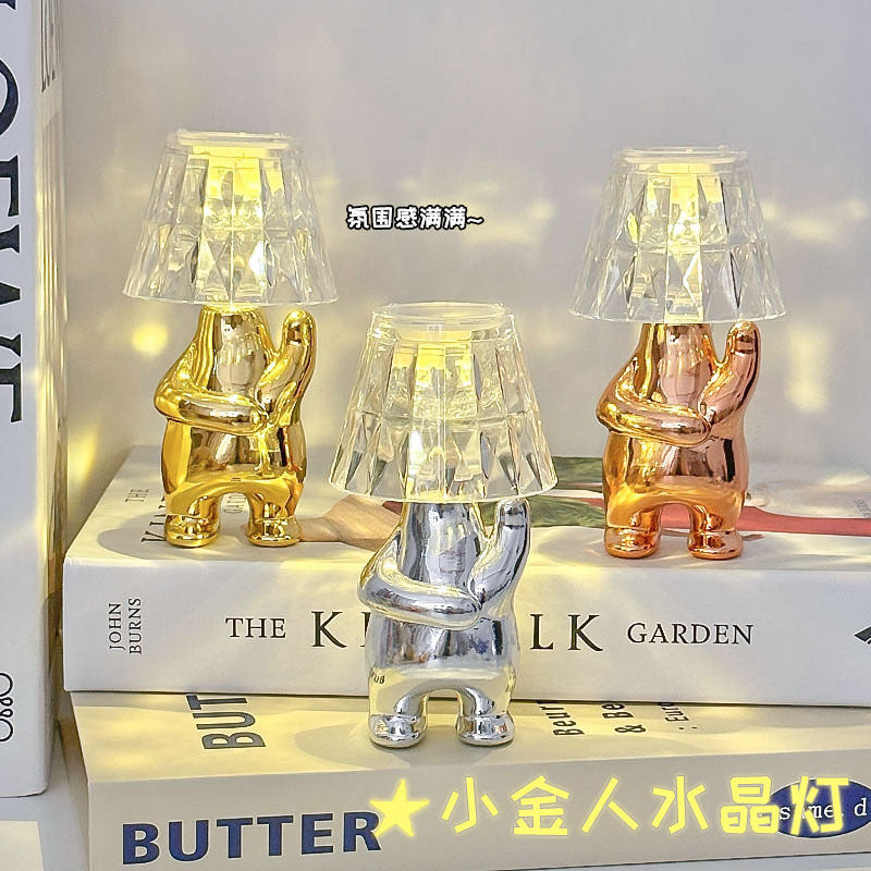 Creative Crystal LED Night Light – Abstract Touch Table Lamp with Built-in Battery