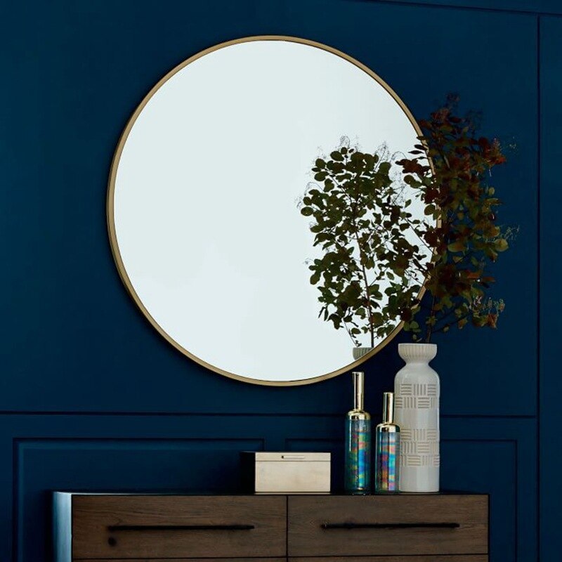 Minimalist Wall Mirror for Bathroom – 30cm Round Iron Frame
