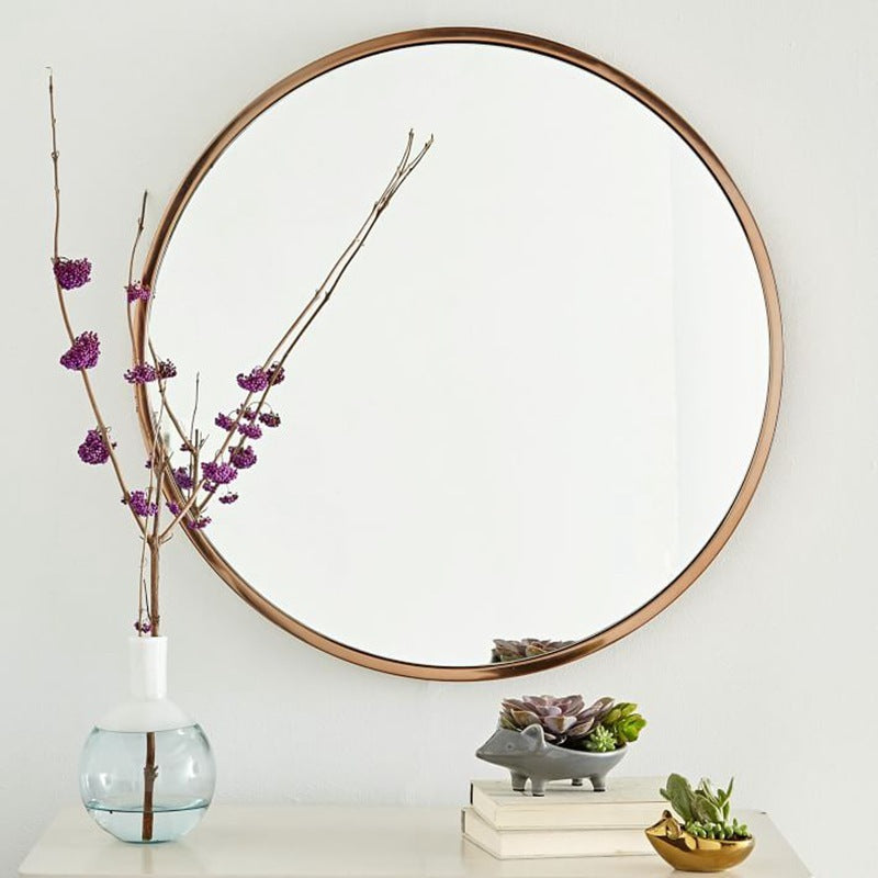 Minimalist Wall Mirror for Bathroom – 30cm Round Iron Frame