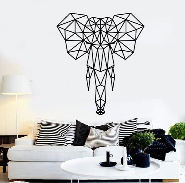Geometric Elephant Wall Decal – Modern PVC Animal Sticker