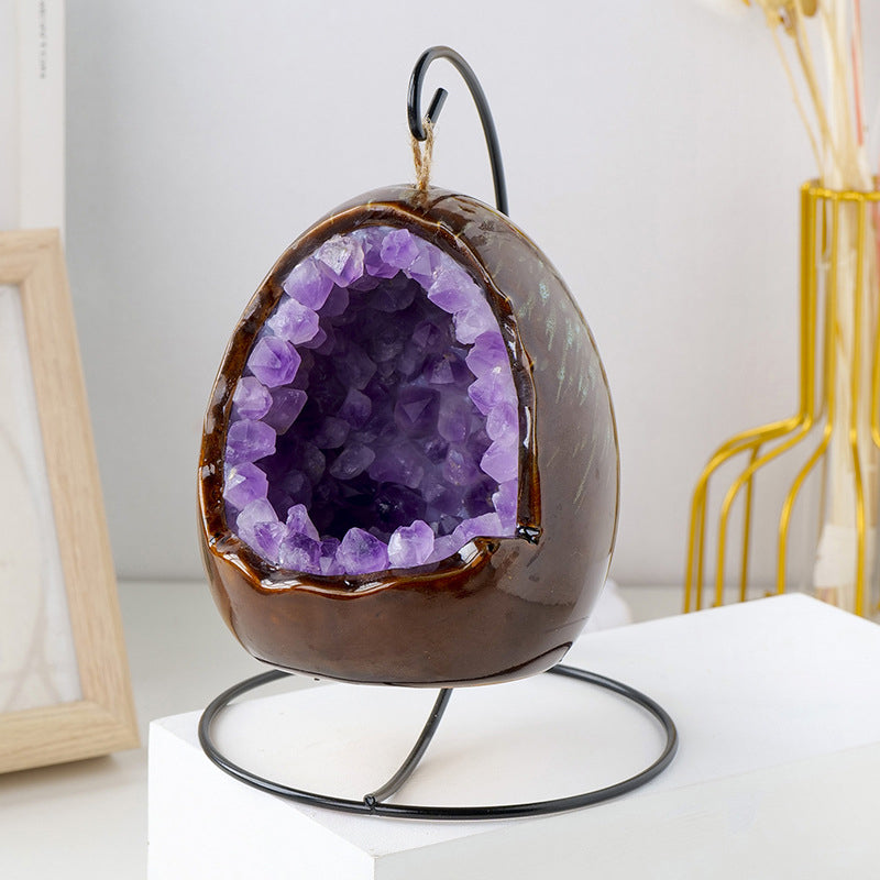 Amethyst Dinosaur Egg Night Light – Crystal Glow with Modern Vibes