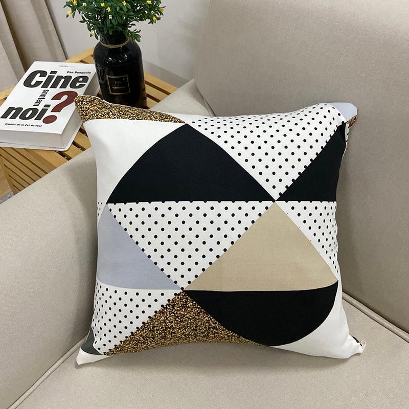 Set of 2 Black & Gold Throw Pillow Covers – Stylish Abrasive Cloth Cushion Cases 45x45cm