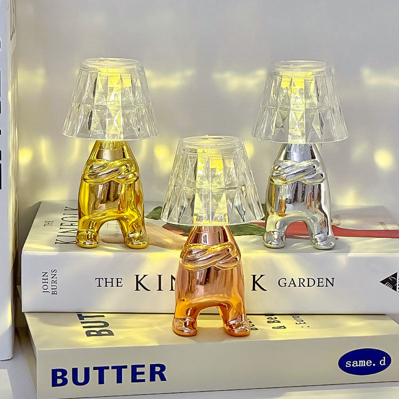 Creative Crystal LED Night Light – Abstract Touch Table Lamp with Built-in Battery