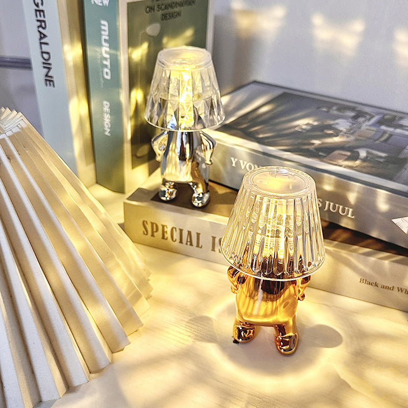 Creative Crystal LED Night Light – Abstract Touch Table Lamp with Built-in Battery
