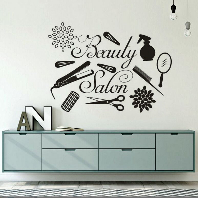 Barber Shop Window Wall Decal – Large Waterproof PVC Salon Tools Sticker