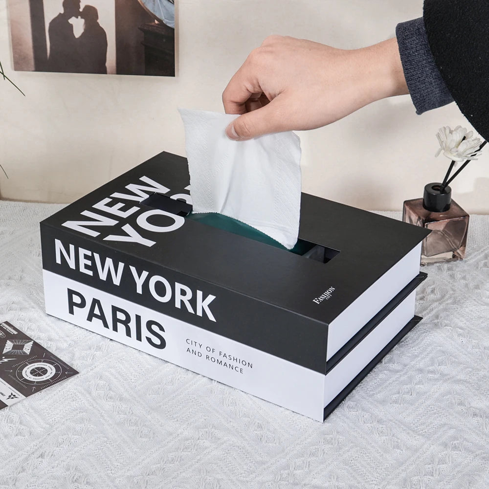 Book-Style Tissue Box Holder – Fashionable Napkin Case & Home Storage Decor