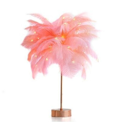 Nordic Feather Table Lamp – Soft Glow LED Night Light with Remote & Dual Power