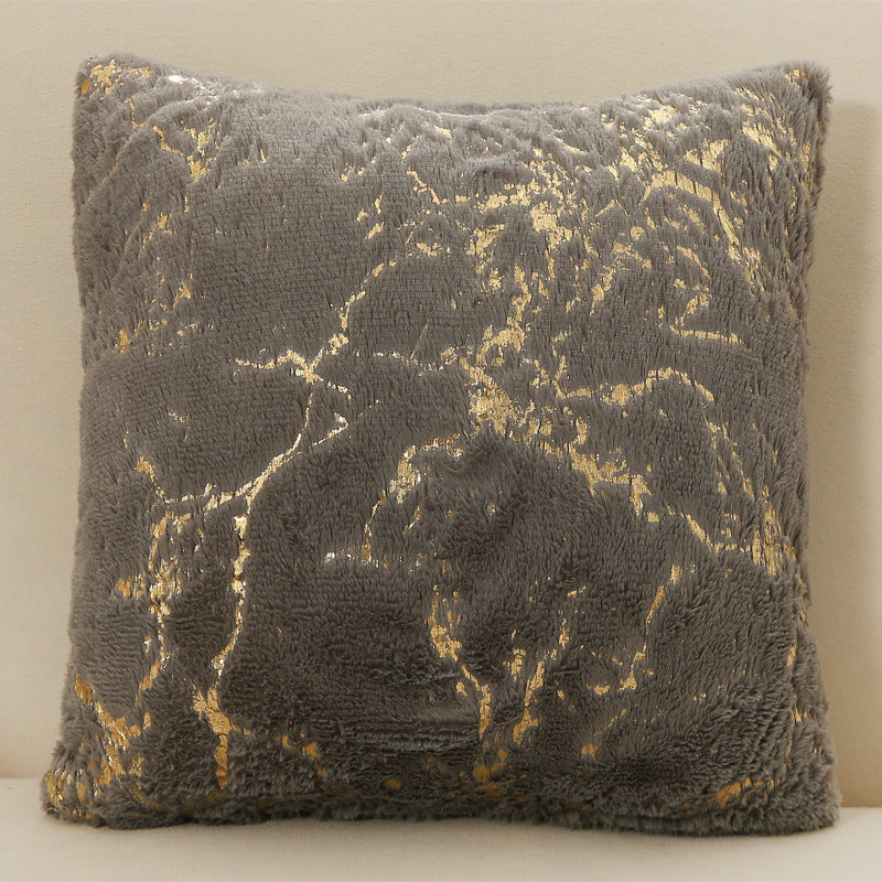 Plush Throw Pillowcase with Gilded Detailing – Soft Sofa Cushion Cover 43x43cm