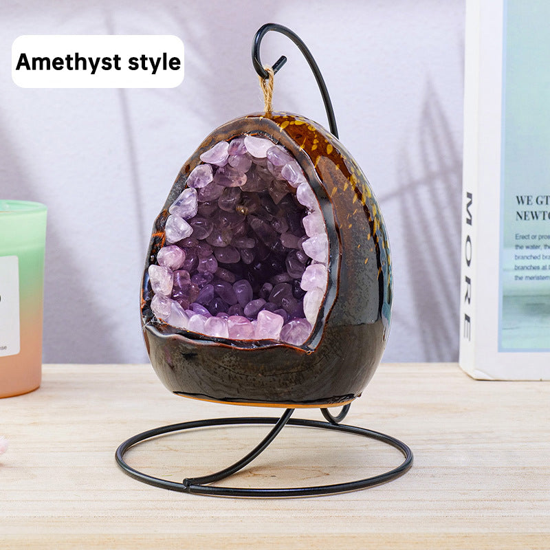 Amethyst Dinosaur Egg Night Light – Crystal Glow with Modern Vibes