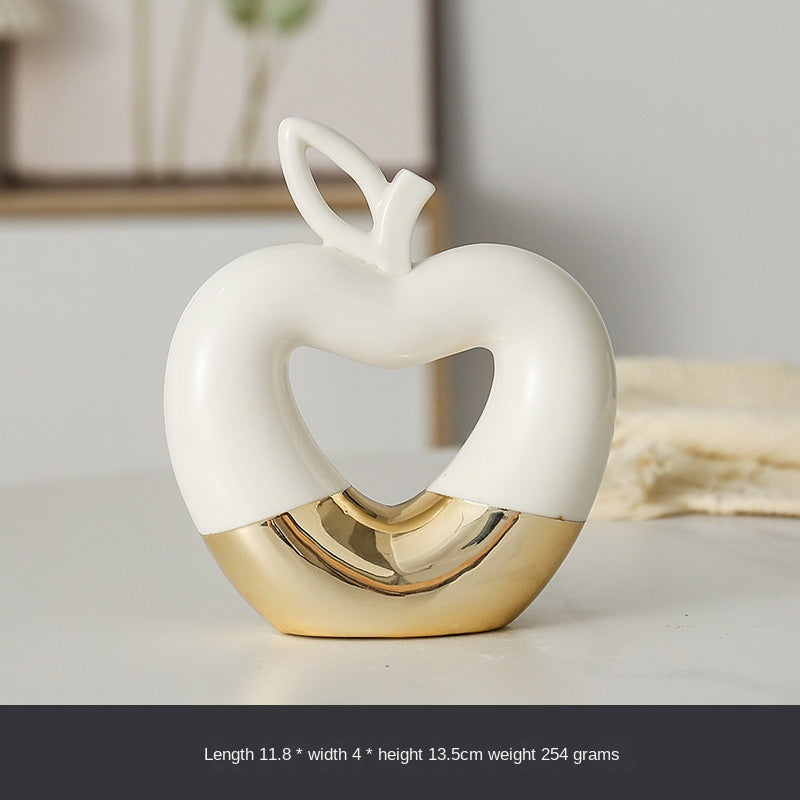 Gilded Apple & Pear Decor – Luxe Ceramic Art for Modern Homes